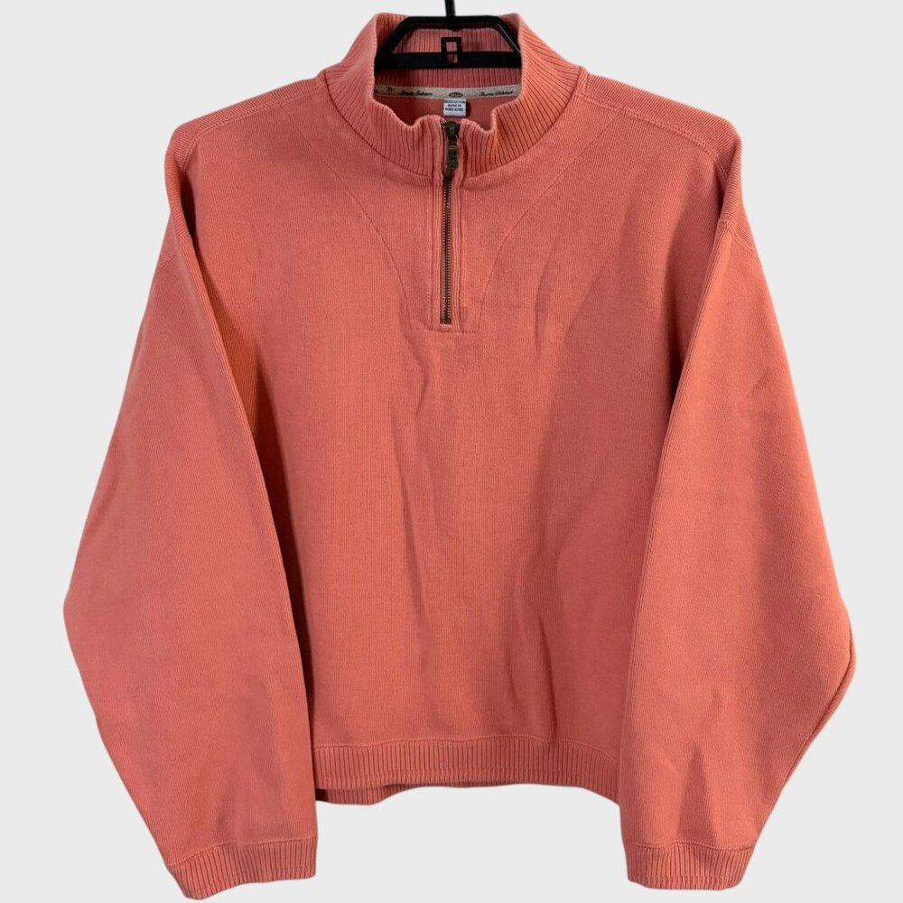 Tommy Bahama Quarter-Zip Pullover Sweater Orange Women's Size XL 100% Cotton